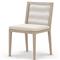 Cheryl Modern Beige Cushion Woven Natural Teak Wood Outdoor Dining Side Chair|Kathy Kuo Home