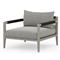 Cheryl Modern Dark Grey Cushion Teak Wood Outdoor Arm Chair|Kathy Kuo Home