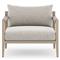 Cheryl Modern Light Grey Cushion Natural Teak Wood Outdoor Arm Chair|Kathy Kuo Home