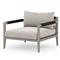 Cheryl Modern Light Grey Cushion Teak Wood Outdoor Arm Chair|Kathy Kuo Home