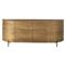 Khalil Rustic Lodge Light Brown Wood Bronze Iron Curved Sideboard|Kathy Kuo Home