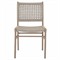 Julius Modern Off White Woven Rope Brown Teak Wood Outdoor Dining Side Chair|Kathy Kuo Home