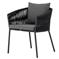 Porter Modern Classic Tall Grey Cushion Black Woven Metal Outdoor Dining Chair|Kathy Kuo Home