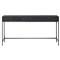 Theodore Industrial Loft Black Wood Grey Iron Base 3 Drawer Writing Desk|Kathy Kuo Home