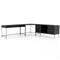 Theodore Industrial Loft Black Wood Iron Corner Desk Set|Kathy Kuo Home