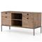 Theodore Industrial Loft Brown Wood Grey Iron 4 Drawer Filing Credenza|Kathy Kuo Home
