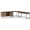 Theodore Industrial Loft Brown Wood Iron Corner Desk Set|Kathy Kuo Home