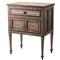 Chandi Modern Classic Brown Teak Wood Mother of Pearl Inlay Nightstand