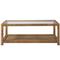Ariah Coastal Beach Glass Top Brown Rattan Rectangular Coffee Table|Kathy Kuo Home
