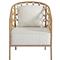 Khari Coastal Beach White Cushion Brown Rattan Round Barrel Chair|Kathy Kuo Home