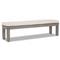 Ezra Modern Taupe Grey Aluminum Beige Cushion Outdoor Bench|Kathy Kuo Home
