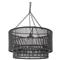 Palecek Tanner Coastal Beach Black Woven Wicker Outdoor Drum Pendant|Kathy Kuo Home