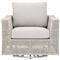 Alaina Coastal Beach Grey Woven Rope Teak Wood Outdoor Swivel Arm Chair|Kathy Kuo Home