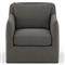 Cassandra Modern Charcoal Black Cushion Slipcovered Outdoor Swivel Arm Chair|Kathy Kuo Home
