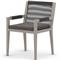 Cheryl Modern Black Cushion Woven Grey Teak Outdoor Dining Arm Chair|Kathy Kuo Home