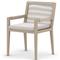 Cheryl Modern Light Grey Cushion Woven Rope Natural Teak Outdoor Dining Arm Chair|Kathy Kuo Home