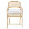 Edward Coastal White Linen Natural Mahogany Woven Cane Counter Stool|Kathy Kuo Home