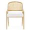 Edward Coastal White Upholstered Linen Mahogany Dining Arm Chair|Kathy Kuo Home