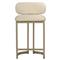 Freya Modern Classic White Upholstered Antique Brass Counter Stool|Kathy Kuo Home