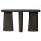Laura Rustic Lodge Black Oak Wood Round Edge Console Table|Kathy Kuo Home