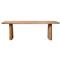 Laura Rustic Brown Oak Wood Round Edge Double Pedestal Base Dining Table - 84&quot;W|Kathy Kuo Home