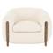 Riley Mid Century Cream Performance Brown Wood Barrel Chair|Kathy Kuo Home