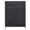 Theodore Industrial Loft Black Wood Leather Pull 5 Drawer Dresser|Kathy Kuo Home