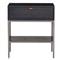 Theodore Industrial Loft Black Wood Grey Iron Leather Pulls 1 Drawer Nightstand|Kathy Kuo Home