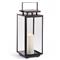 Leia Industrial Loft Black Metal and Glass Candle Outdoor Lantern - Small