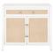 Steven Coastal Beach Matte White Natural Rattan Media Cabinet|Kathy Kuo Home