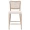 Zachary Coastal Beach Natural Grey Oak Wood Cane Back Counter Stool|Kathy Kuo Home