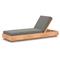 Kisha Modern Classic Black Upholstered Linen Natural Teak Wood Outdoor Chaise|Kathy Kuo Home
