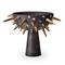 L&#39;Objet Celestial Industrial Black Earthenware Gold Spikes Footed Bowl - Small|Kathy Kuo Home