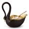 L&#39;Objet Swan Modern Classic Black Porcelain Gold Accent Salt Cellar|Kathy Kuo Home