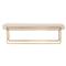 Sey Modern Beige Performance Upholstered Seat Gold Steel Bench|Kathy Kuo Home