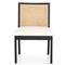 Annette Modern Classic Black Cane Wood Frame White Performance Dining Side Chair|Kathy Kuo Home