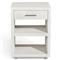 Livia Modern Classic Natural White Wood Linen Textured Nightstand - Small|Kathy Kuo Home