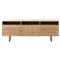 Emilie Mid Century Light Brown Mango Wood Woven Cane Iron Base Media Console - 65&quot;W|Kathy Kuo Home
