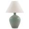 Simon Pearce Belmont Modern Empire Shade Crackle Celadon Pottery Table Lamp|Kathy Kuo Home
