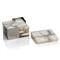 Zoey Modern Classic Grey Agate Stone 4 Piece Coasters with Steel Tray|Kathy Kuo Home