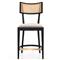 Tina Modern Cream Performance Upholstered Woven Cane Black Wood Counter Stool|Kathy Kuo Home