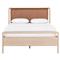 Matthew Modern Classic Brown Upholstered Leather Beige Oak Wood Bed - Queen|Kathy Kuo Home