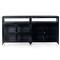 Katren Industrial Loft Clear Tempered Glass Top Black Iron Sideboard|Kathy Kuo Home