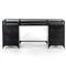 Katren Industrial Loft Black Iron Glass Shadow Box Top 4 Drawer Executive Desk|Kathy Kuo Home