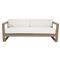 Amina Coastal Natural Teak White Sunbrella Outdoor Sofa - 90&quot;W|Kathy Kuo Home