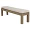 Amina Coastal Natural Teak White Sunbrella Outdoor Dining Bench|Kathy Kuo Home
