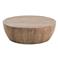 Jacob Rustic Lodge Washed Wood Round Drum Coffee Table - Small|Kathy Kuo Home
