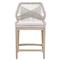 Lorry Coastal Beach Taupe Woven Rope Grey Teak Outdoor Counter Stool|Kathy Kuo Home