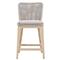 Kailey Coastal Taupe Woven Rope Grey Teak Outdoor Counter Stool|Kathy Kuo Home