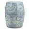 Beck Modern Blue and White Porcelain Twisted Flower Outdoor Garden Stool|Kathy Kuo Home